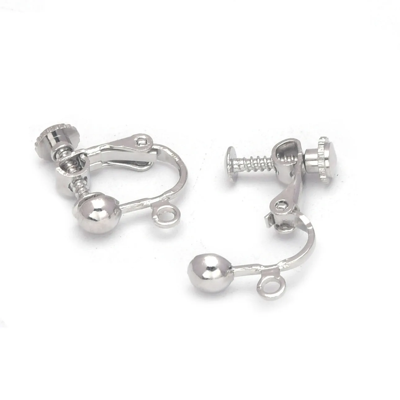 10 Pieces Clip-on Earring Findings Components Screw Back Ear Wire Non Pierced Earring Converter with Loop for Jewelry Making image 2