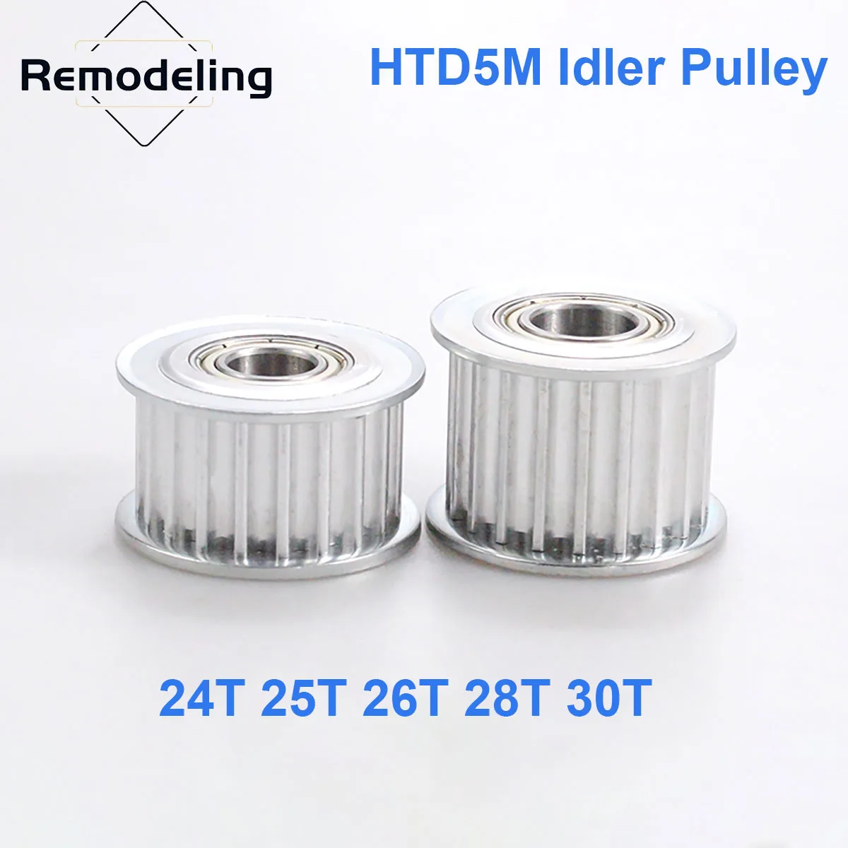 

HTD5M Timing Pulley Idler Pulley 24T/25T/26T/28T/30Teeth Bore 5/6/7/8/10/12/15mm Belt Width 10/15/20/25mm 3D printed parts