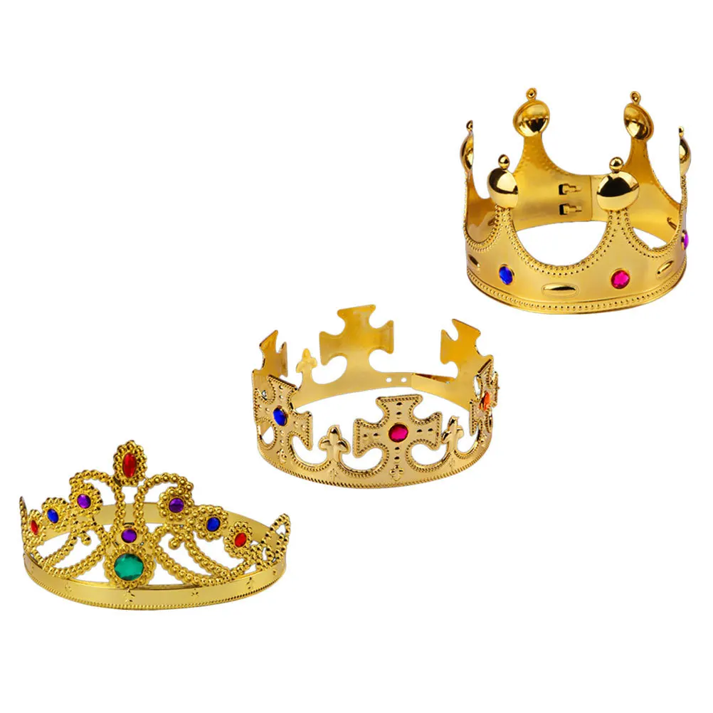 

3Pcs Children's Crown Golden Birthday Tiara Kids Party Headband Little Girl Headpiece Party Crown Hair Decor Girl Hair Ornament