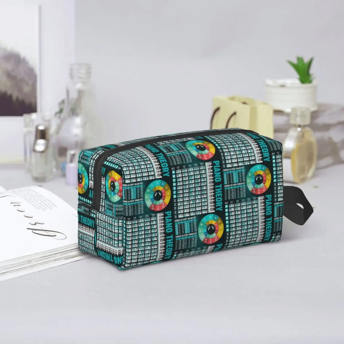 Music Basic Guitar Chord Theory Chart Piano Makeup Bag Cosmetic Storage Dopp Kit Toiletry Cosmetic Bag for Women Beauty Travel