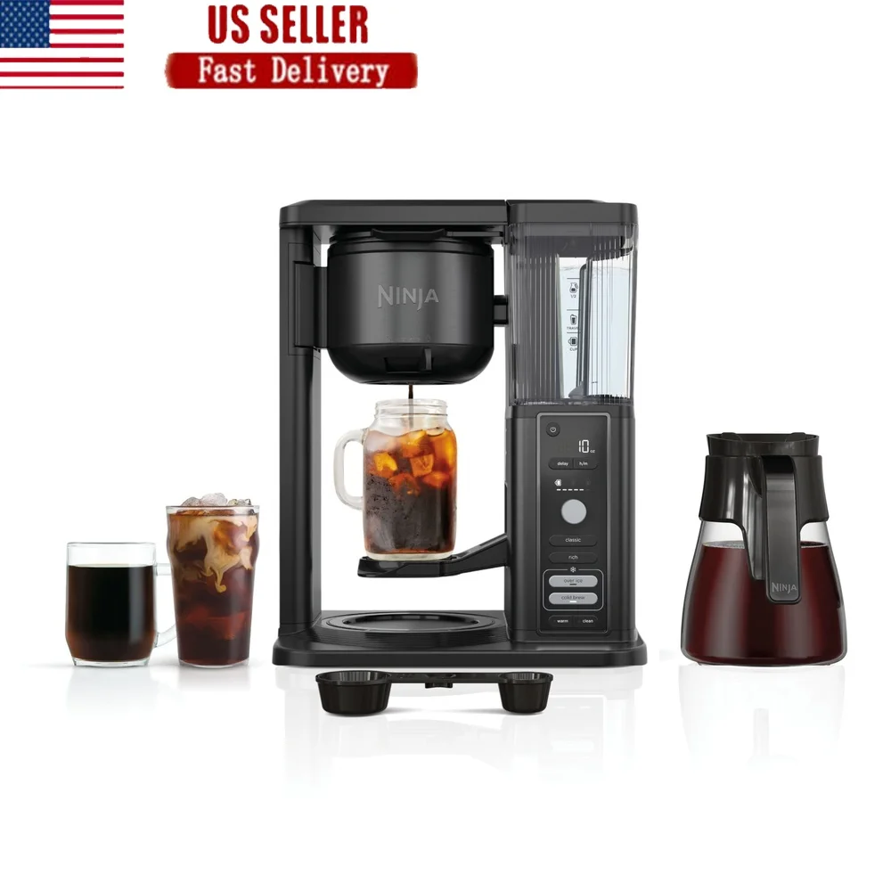 ماكينة صنع القهوة بالتنقيط ذات الخدمة المثلجة الساخنة مع المشروب البارد السريع 10 أكواب إبريق 4 أنماط المشروب 6 أحجام المشروب القياس التلقائي