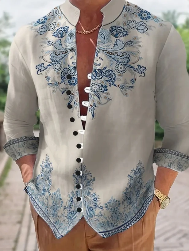 2026 Men's Fashion Long Sleeve Shirt Button Shirt Beach Casual Animal Shirt High Quality Comfortable Fabric Top