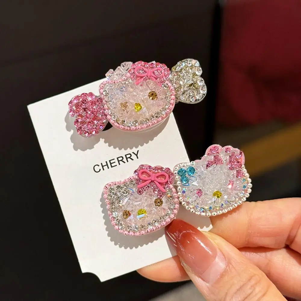 

Sanrio Hello Kitty Hairpin Diamond Bangs Clip Full Diamond Duckbill Clip Kawaii Anime Figure Cute Cartoon Girls Student Gift