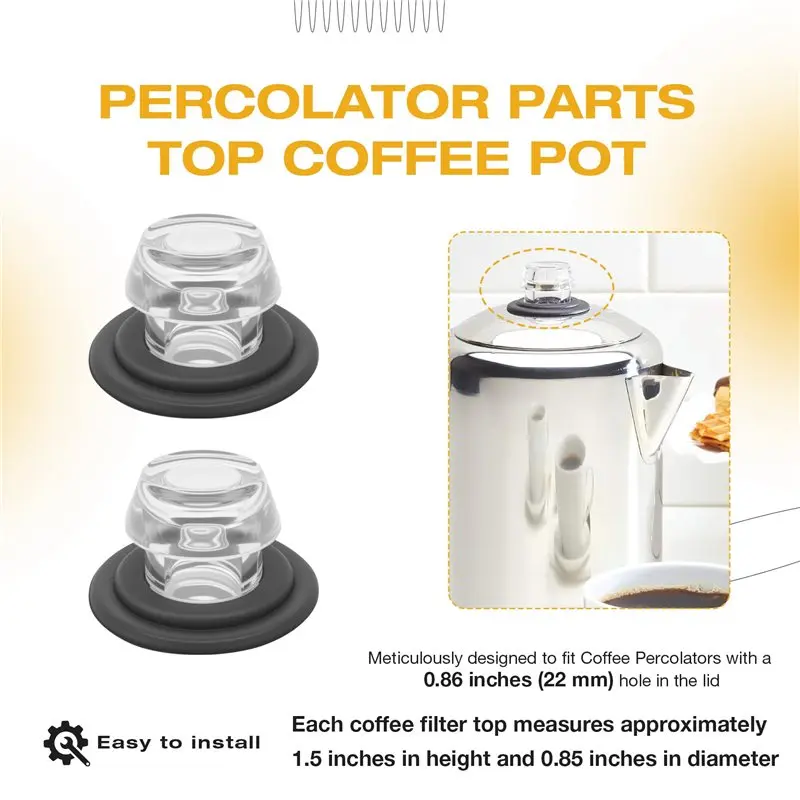 WCS-12 Sets Percolator Parts Top And Washer Ring For Farberwareyosemite Coffee Percolators Replacement Coffee Pot Filters