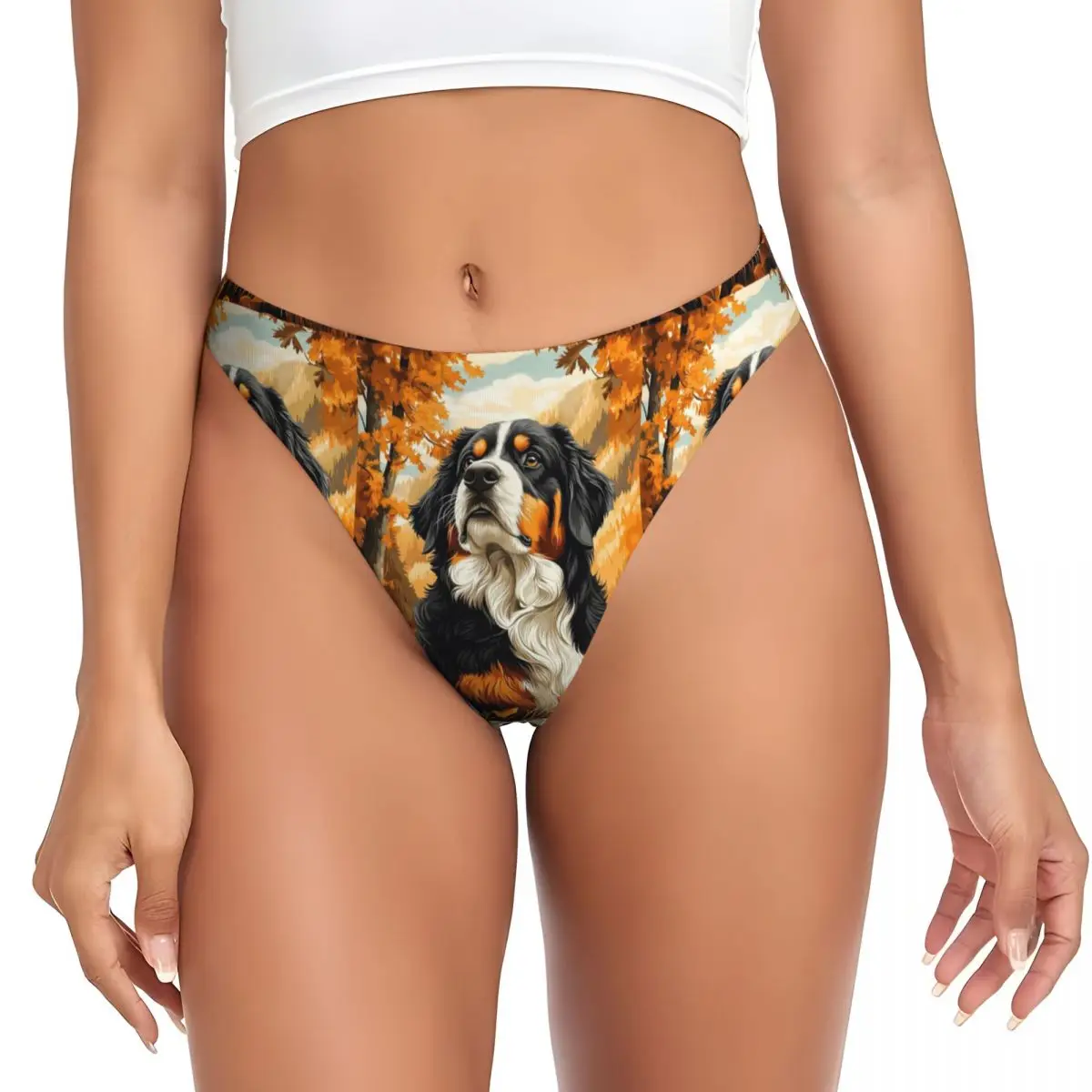 calcinha-g-string-personalizada-com-estampa-de-cachorro-de-montanha-bernes-no-outono-respiravel-elastica-confortavel-para-mulheres