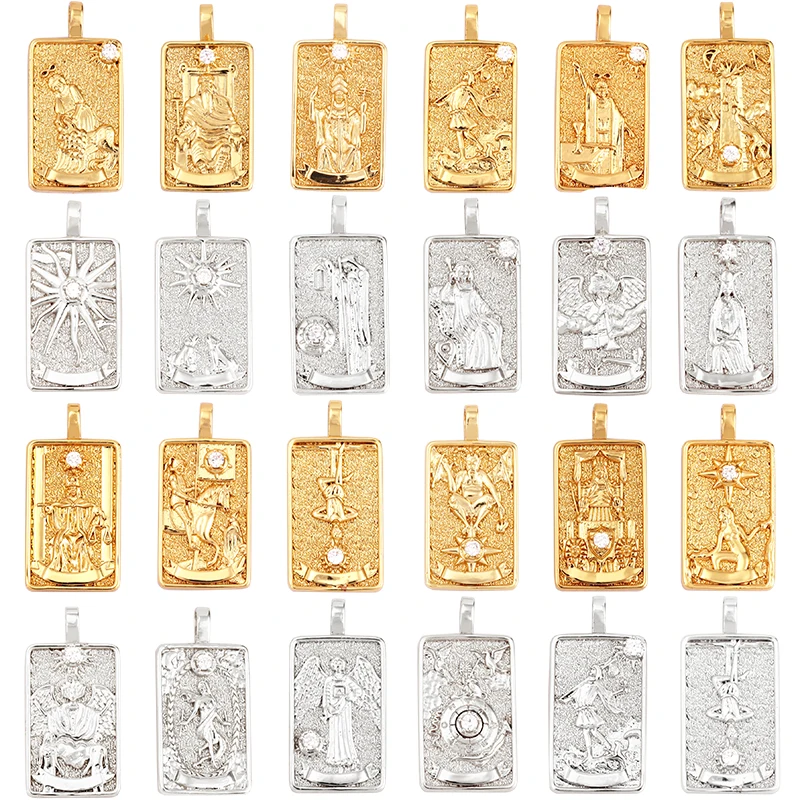 Tarot Karten Charm Anhänger, 2021 Neue 18K Reales Gold Überzogene DIY Schmuck Zubehör für Armbänder Halsketten Machen M06 – Detail 1