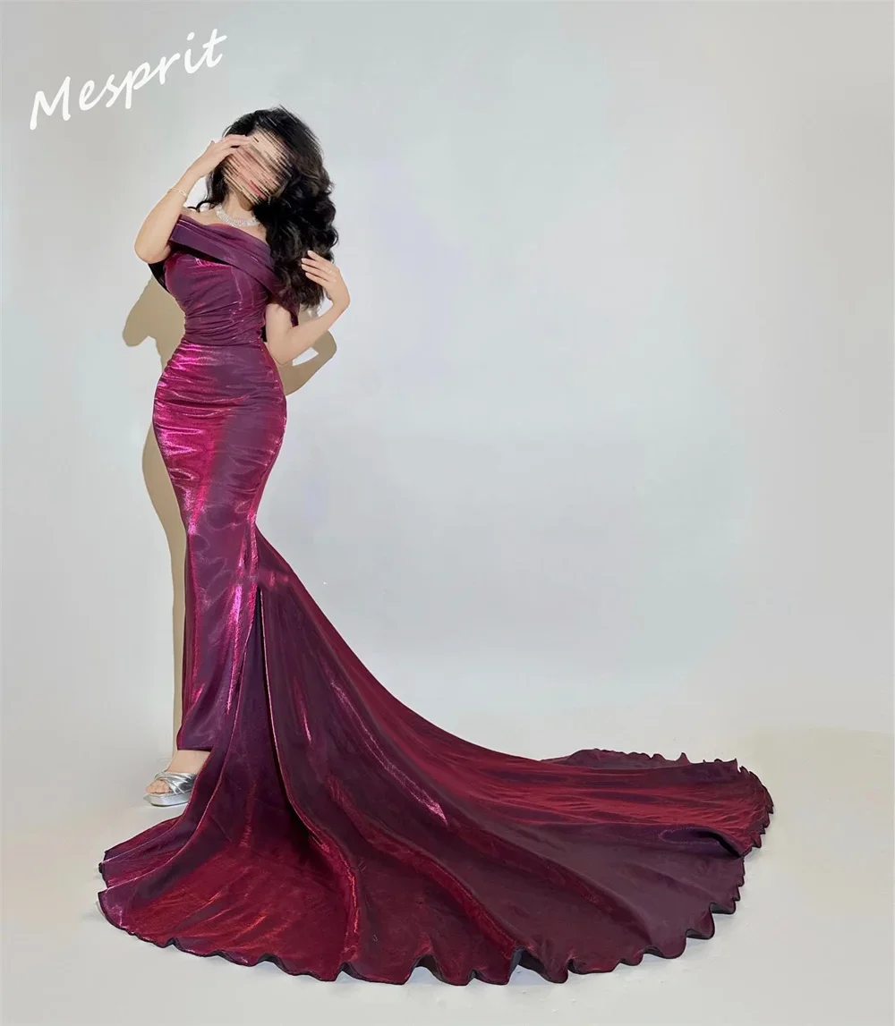 Customized Ball  Exquisite Off-the-shoulder Mermaid Evening Gown Hugging Shirred Velour Customized Saudi Arabia es