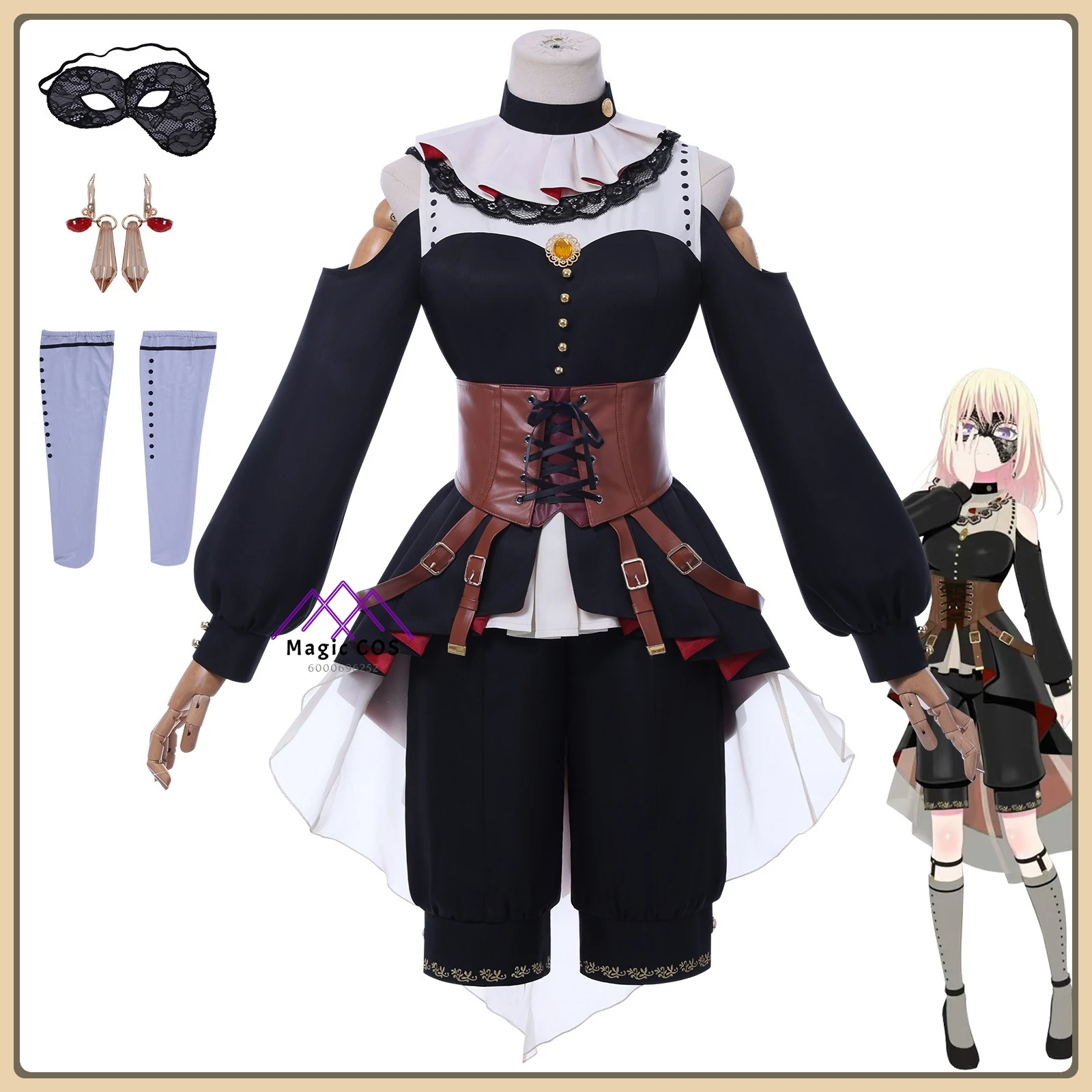 

BanG Dream! AveMujica Misumi Hatsuhana Cosplay Costume Women's Full Set with Ode Doll Hairpin Anime Costume for Role Playing