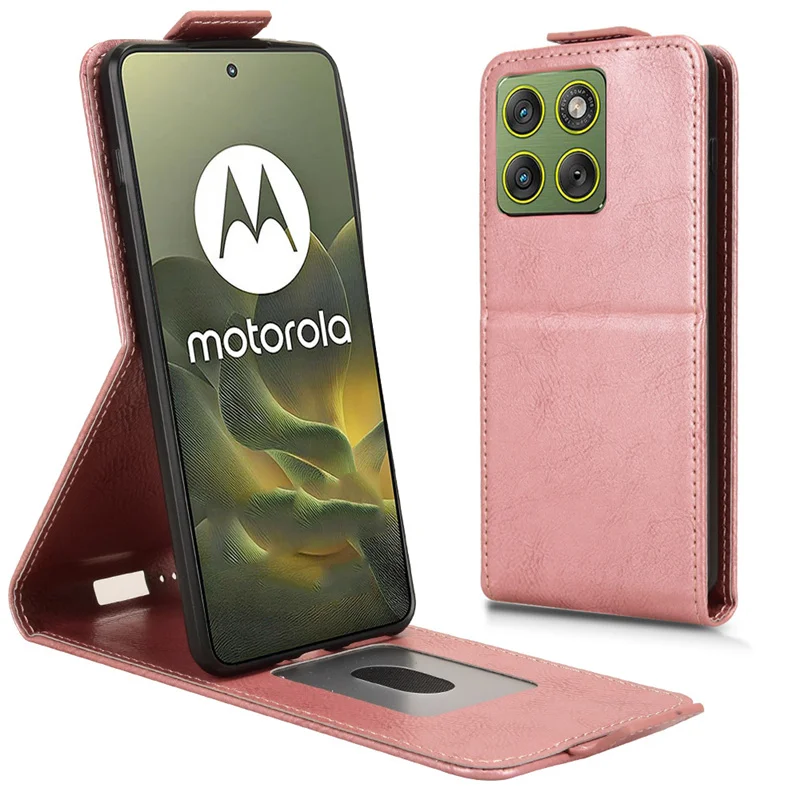 لهاتف موتورولا موتو إيدج 70 5G حافظة عمودية قابلة للطي ريترو صديقة للبشرة غطاء كامل حامل بطاقة لهاتف موتو X70 اير 5G أكياس الهاتف #5