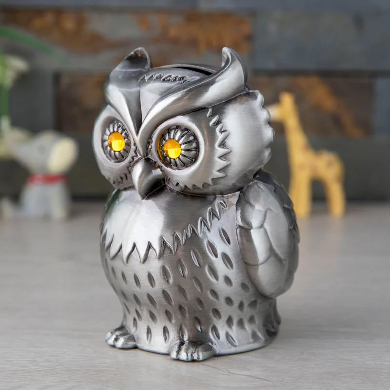 Cartoon Owl Metal Material Piggy Bank For Kids  Spaarpot Antique petwer Money Saving Box For Chirdren PB038