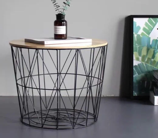&c Hot Selling Contemporary Living Room Coffee Table Gold Metal Frame Stable Round Top Storage Home Furniture