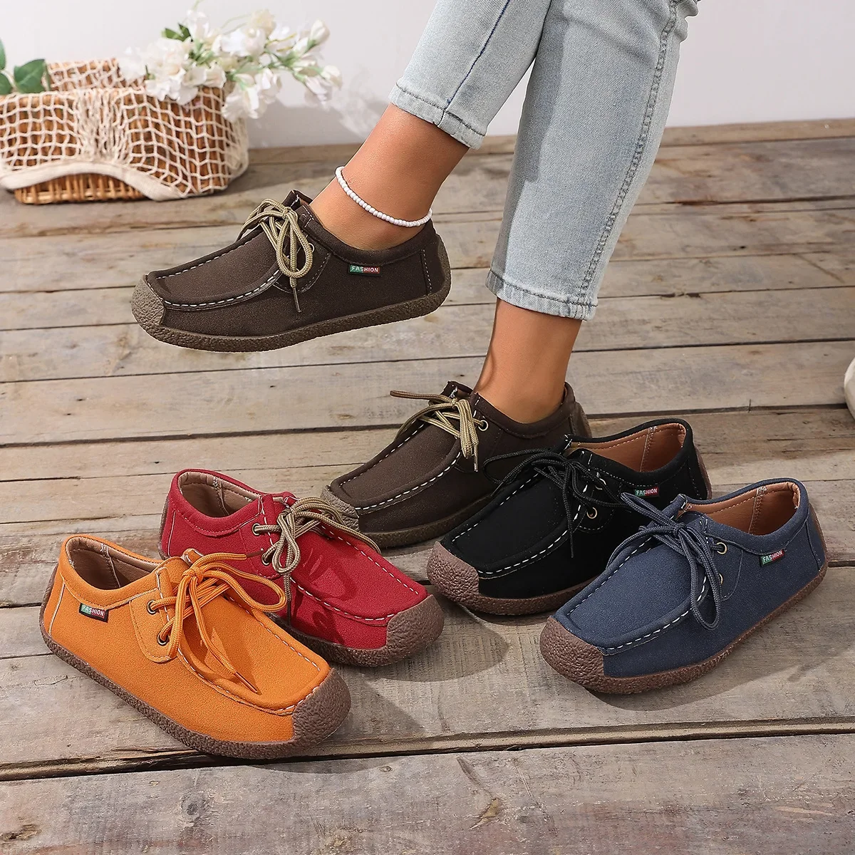 Velvet Peas Shoes for Women Socofy Women Casual Shoes Lace Up Flat Ankle Bottes Non Slip Women Loafers Zapatos Mujer