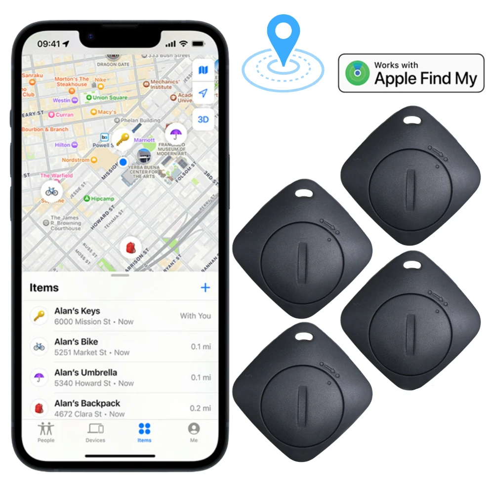 Mini traqueur GPS compatible Bluetooth, étiquette intelligente, détecteur de clé, positionnement global, portefeuille pour animaux de compagnie, alarme anti-perte, uniquement pour IOS, FindMy App