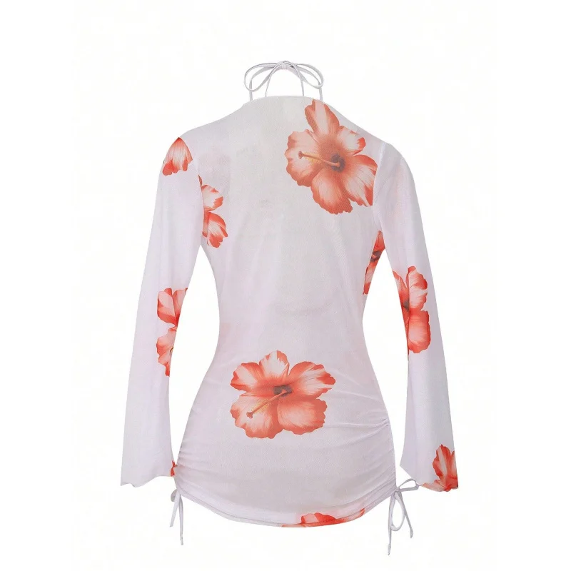 Beach Three-Piece Long-Sleeved Blouse Bikini Split Swimsuit for Women2025New Year Hot Sale