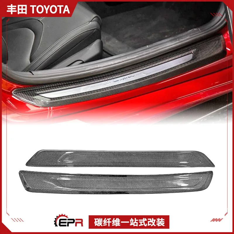SAAR Compatible with Toyota New SUPRA A90 Dry Carbon Fiber Door Sill Strips Modification Parts Welcome Strips Pedals