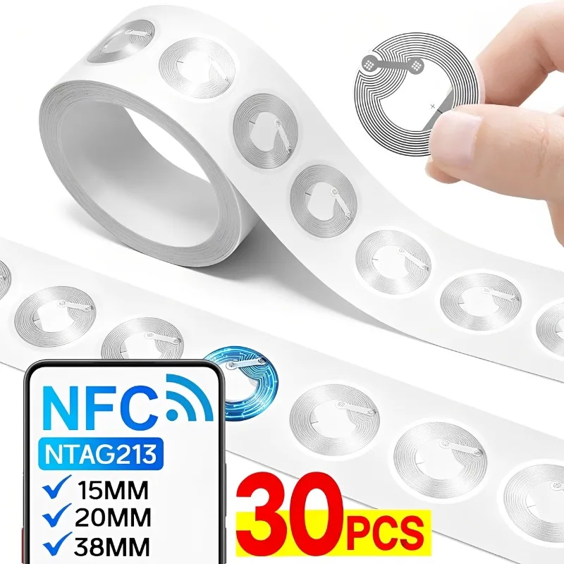 

5-30Pcs NTAG213 NFC Tags Sticker Clear Adhesive Programmable 144 Bytes Memory NFC 213 Chip Labels for All NFC Enabled Devices