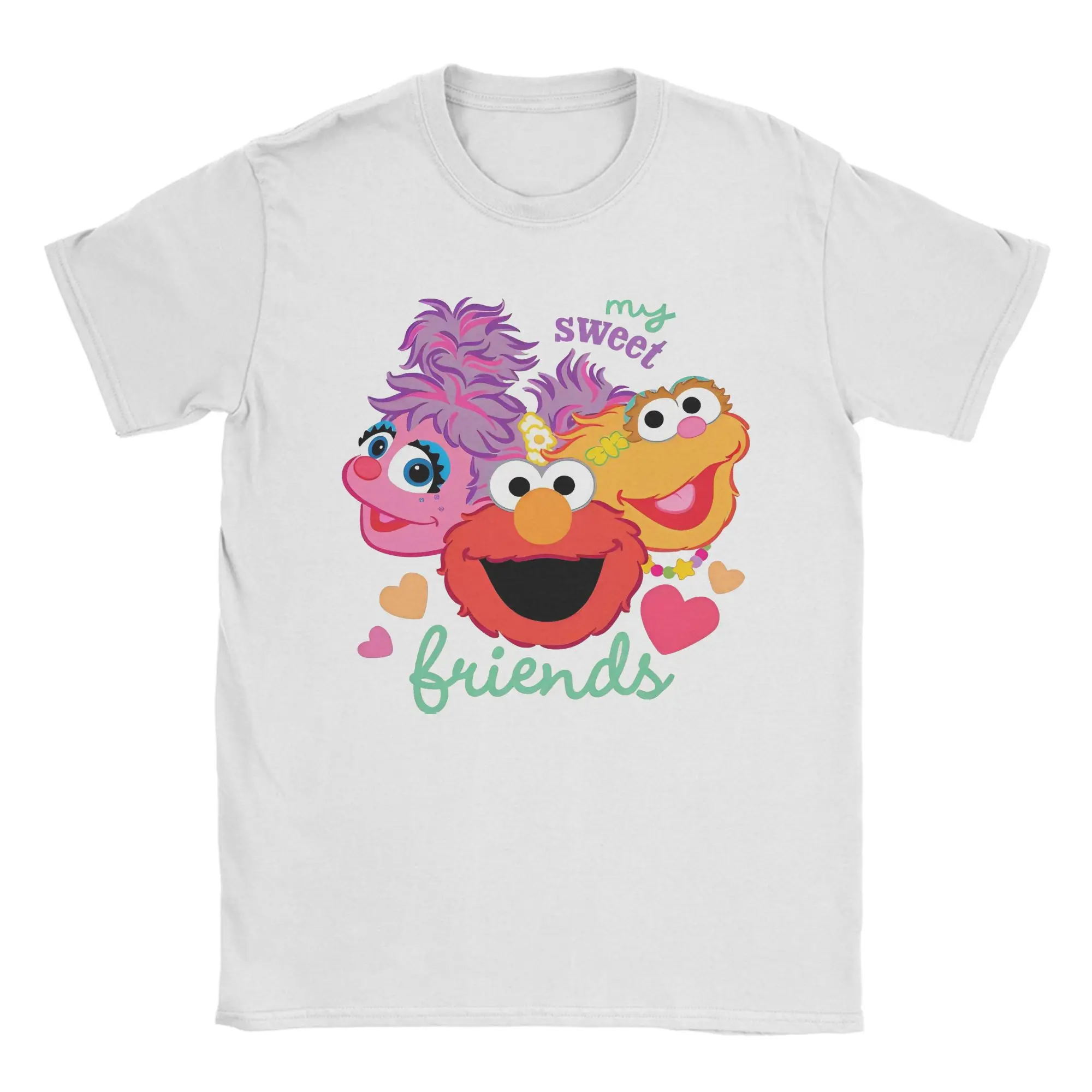 Camiseta con estampado de dibujos animados de Sesames Streets Elmo, camisetas de manga corta con cuello redondo para hombre, camiseta de algodón para verano