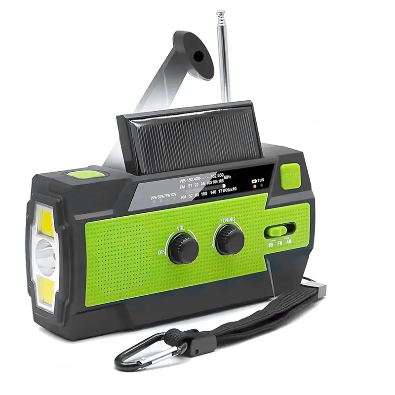 A32T-Emergency Weather Radio,Solar Charging, 3 LED Flashlights, LED Induction Reading Lamp, SOS Alarm, Rechargeable For Us