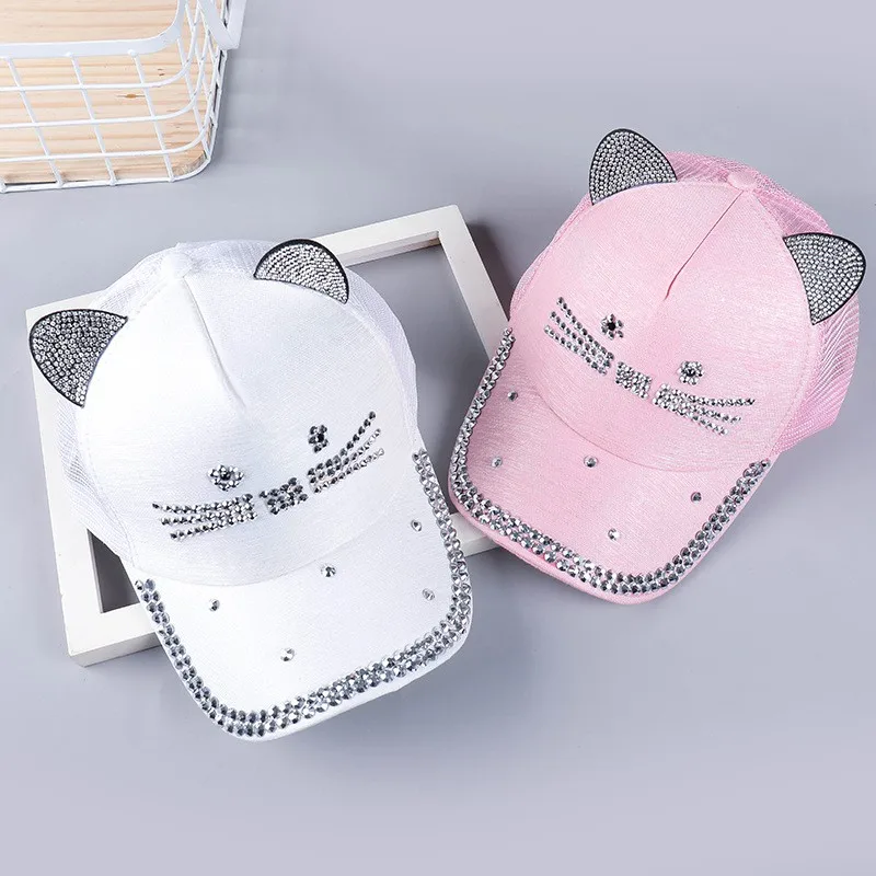 Children\'s Kids Baseball Cap for Girls Boys Spring Summer Baby Sun Hat Cat Design Toddler Peaked Caps Toddler Accessories 2-8Y