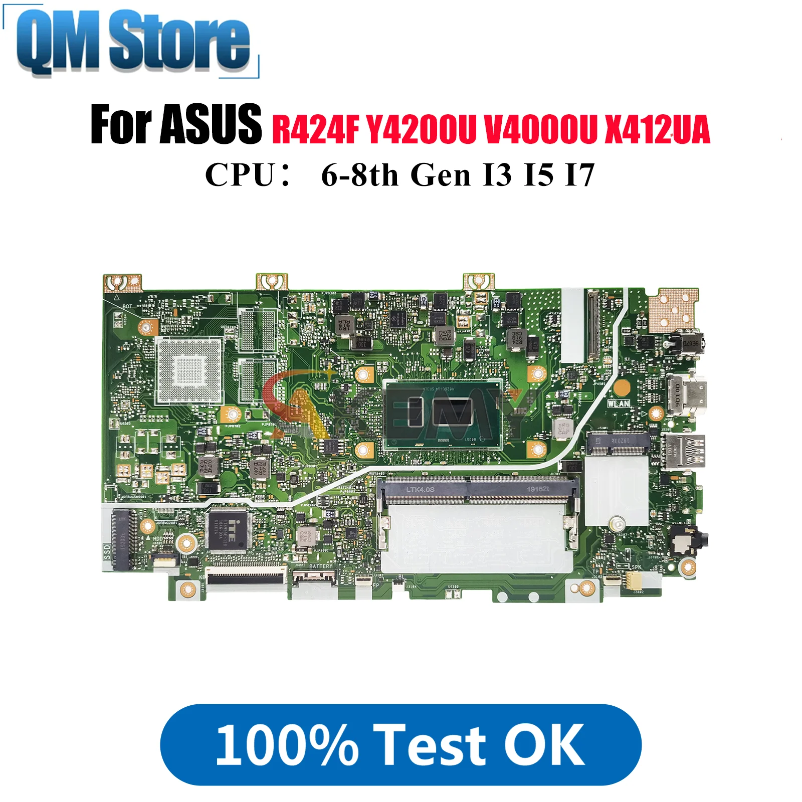 

Материнская плата для ноутбука X412UA ASUS VivoBook V4000U X412UA R424F X412UB X412U X412UF Y4200U с процессором I3 I5 I7, тест в порядке