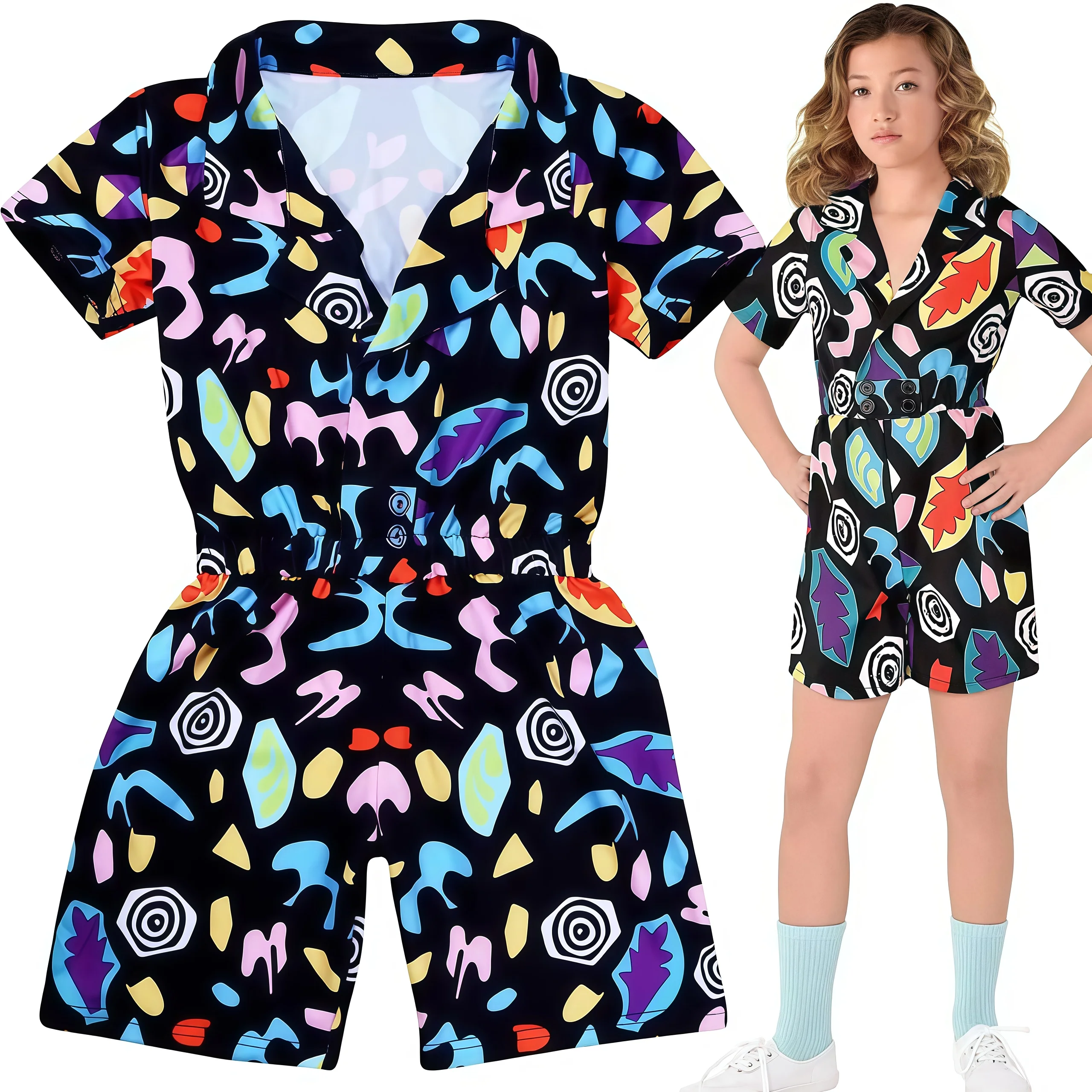 Anime Things Temporada Cosplay Fiesta de Halloween Disfraz retro de undici años 80, traje de juego de rol de manga corta, inspirado en la serie popular