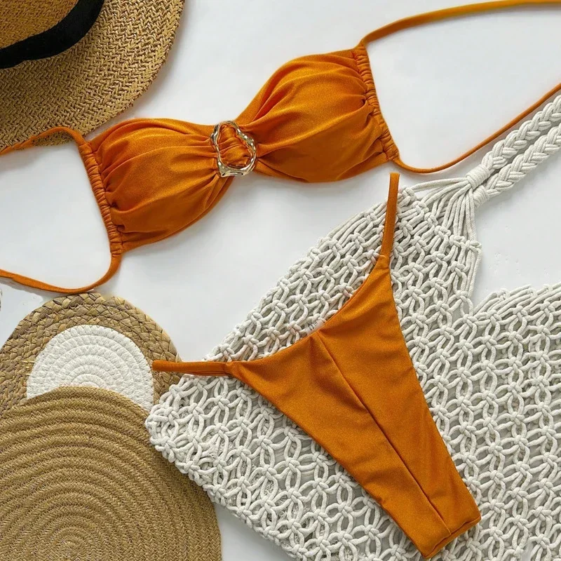 

New Sexy Bikinis Solid Swimsuits Women's Swimwear Push Up Female Beach Swim Wear Bathing Suits Brazilian Bikini Set Pool Bather