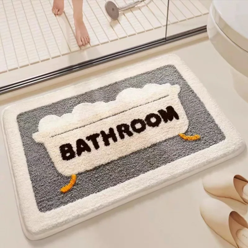 Bath Mat Non Slip Soft Faux Wool Rug Quick Dry Dirt Resistant Bathroom Carpet for Shower Tub Toilet Home Floor Mat view 6