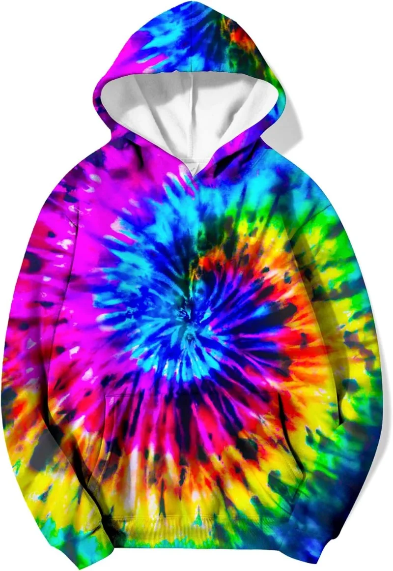 Kids Tie Dye Hoodie Sweatshirt for Boys Girls Hooded Kangaroo Pocket Pullover Hoodies