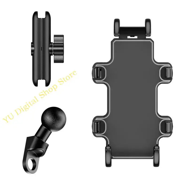 

96BA Motorcycle Back Mirror Holder for 4.7"-6.5" Cellphone 8 Claw Stable Phone Mount