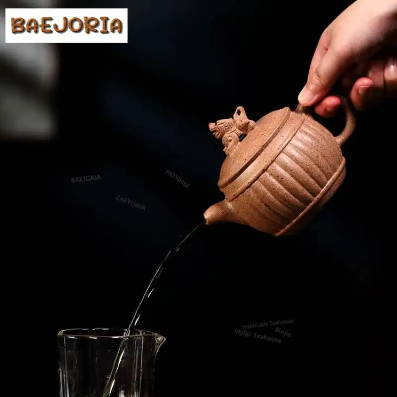 320ml Retro Yixing Purple Clay Teapots Handmade Encourage Pot Raw Ore Xiangfei Section Mud Kettle Chinese Zisha Tea Set For Tea