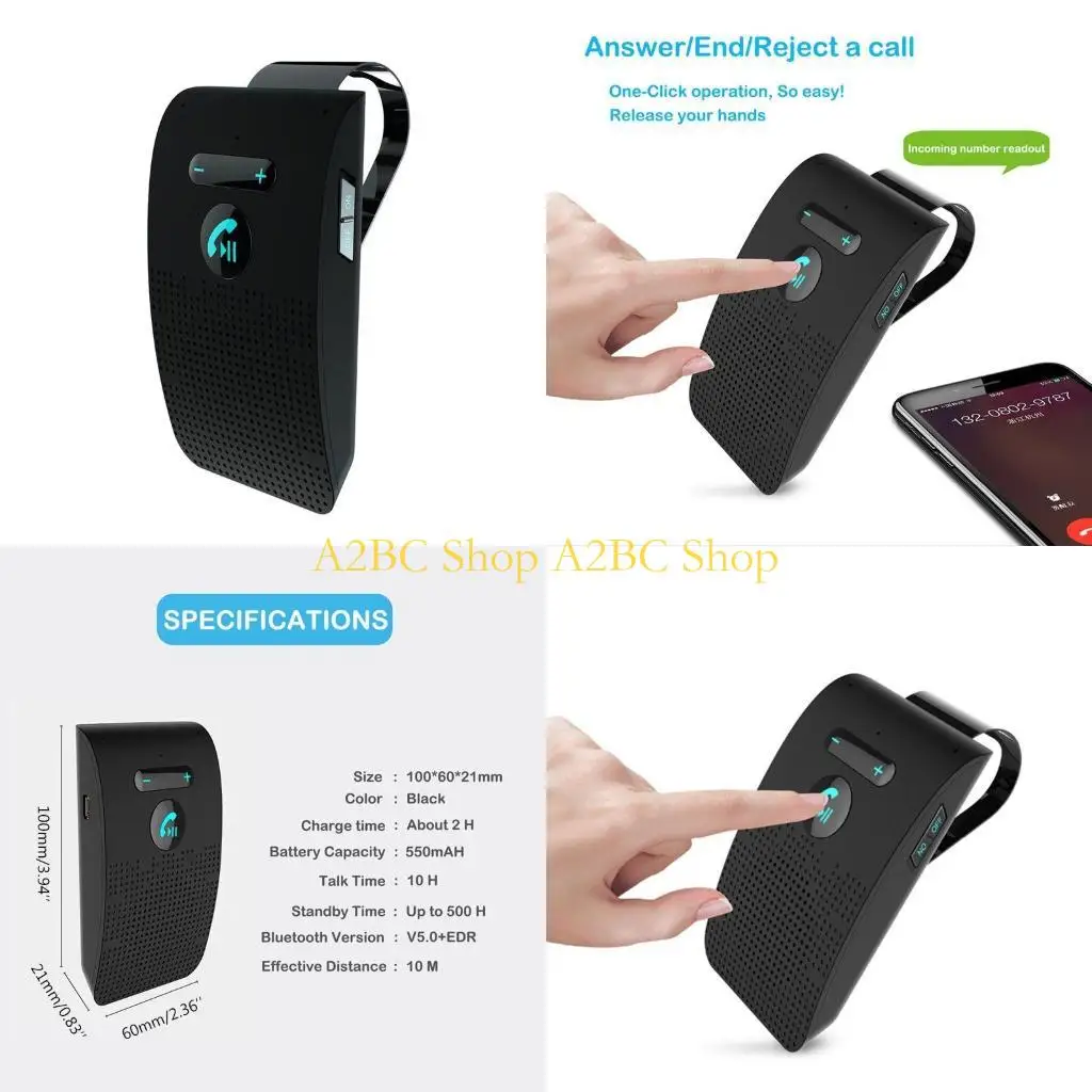 A2BC Sun visor Bluetooth-compatible Handsfree Speaker Wireless Music Adapter Car Electronics Accessories