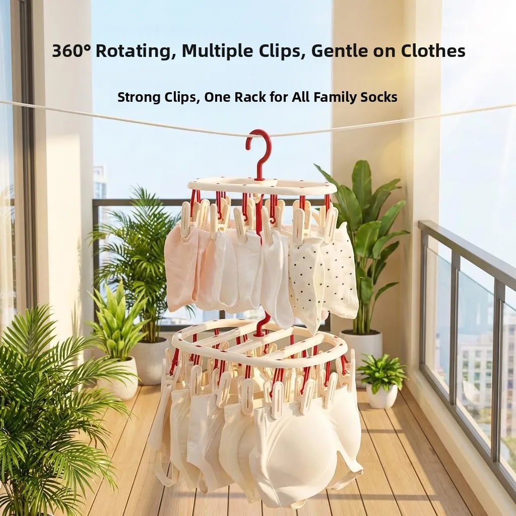 

No-Trace Anti-Slip Clothes Hanger with Clips Underwear Socks Drying Rack Multi-Functional Home Use Plastic Coat Hanger