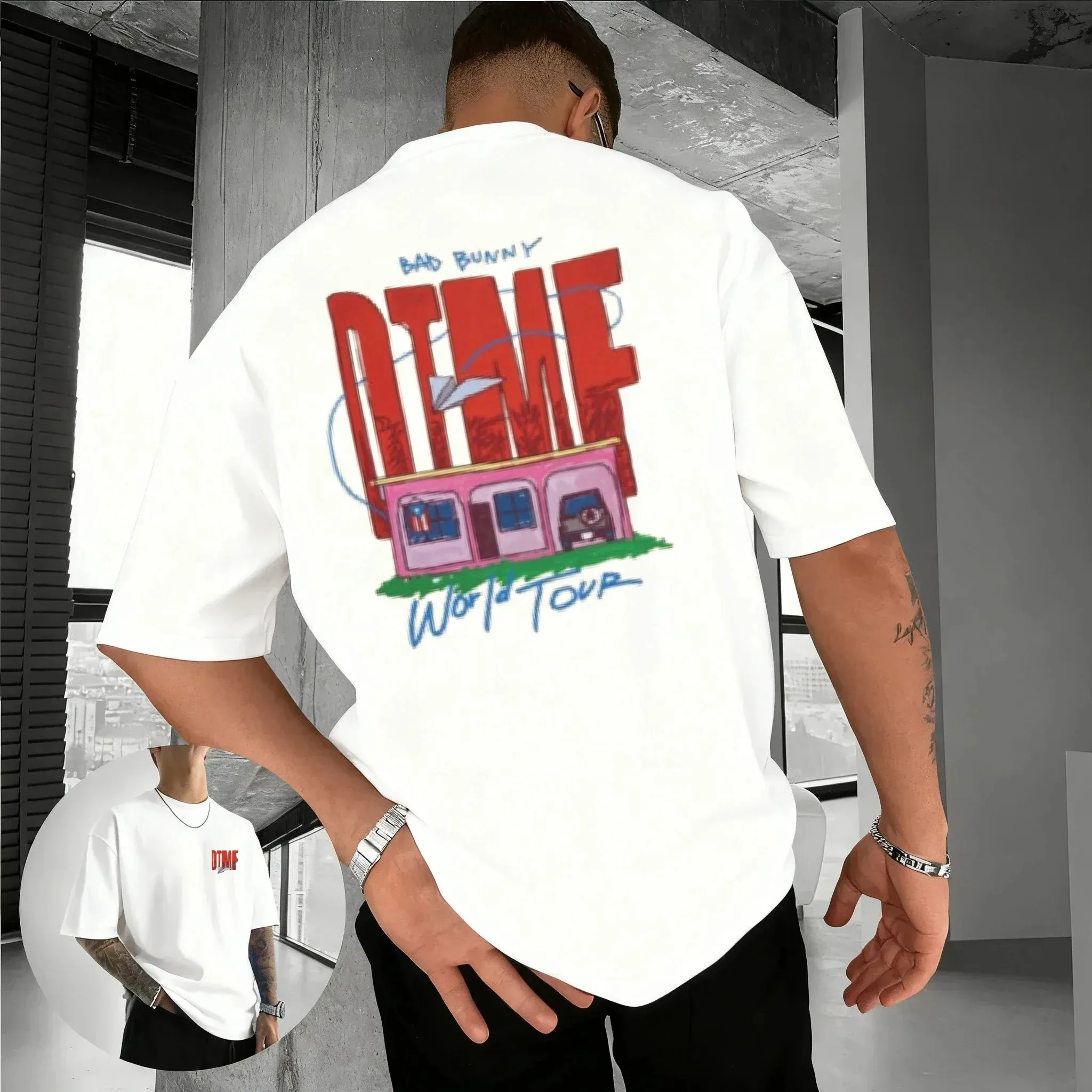 2026 Singer Bad Bunny DTMF World Tour Peripheral Cotton T-shirt Summer Men Women Fashion Casual Short Sleeved Streetwear Y2K