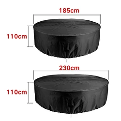 Protective Cover For Garden Table Waterproof Breathable Oxford Fabric Round Furniture Cover Dustprood Black Cloth 230CMX110CM