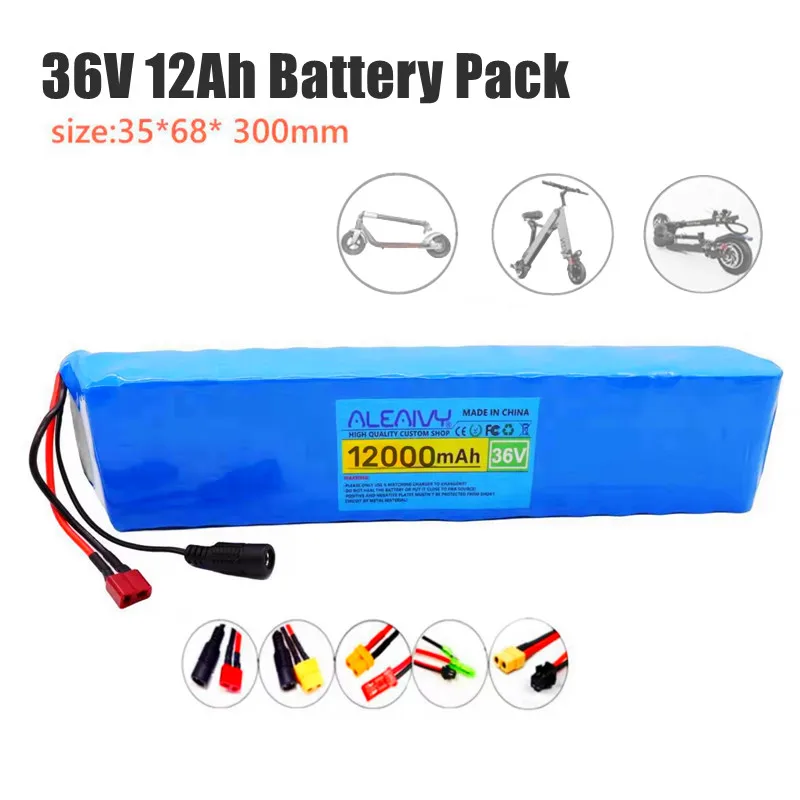 36V 20Ah 10S3P 18650 lithium battery pack, suitable for 500W 42V electric commuting tools, with 15A discharge BMS, DC+T plug