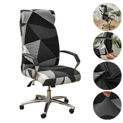 1pc Elastic Office Chair Cover Geometry Stretch Gaming Seat Slipcover Washable Non Slip Office Rotating Computer Chair Covers