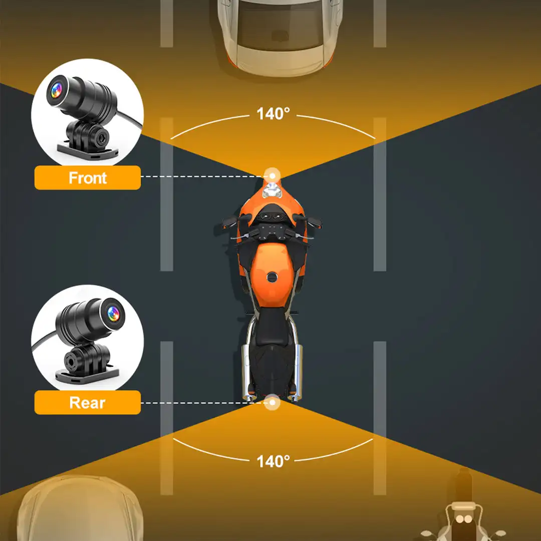 AKEEYO motocicleta dvr 3 "1080p doble lente dash cam moto espejos de motocicleta con cámaras