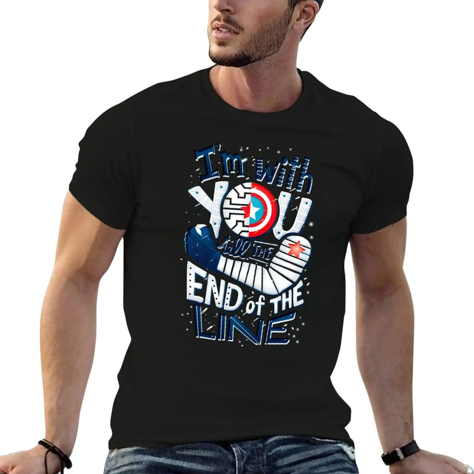 Winter-Soldier-I'm-with-You-Till-The-End-of-The-Line-Shirt T-Shirt Simple Line Art Print Tee