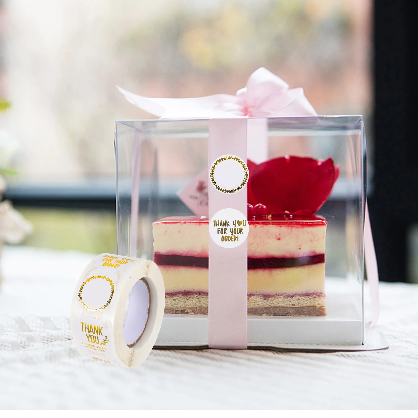 

1 Roll Premium Thank You Sealing Stickers for Envelopes Boxes Shopping Bags Cake Bread Packaging DIY Handmade