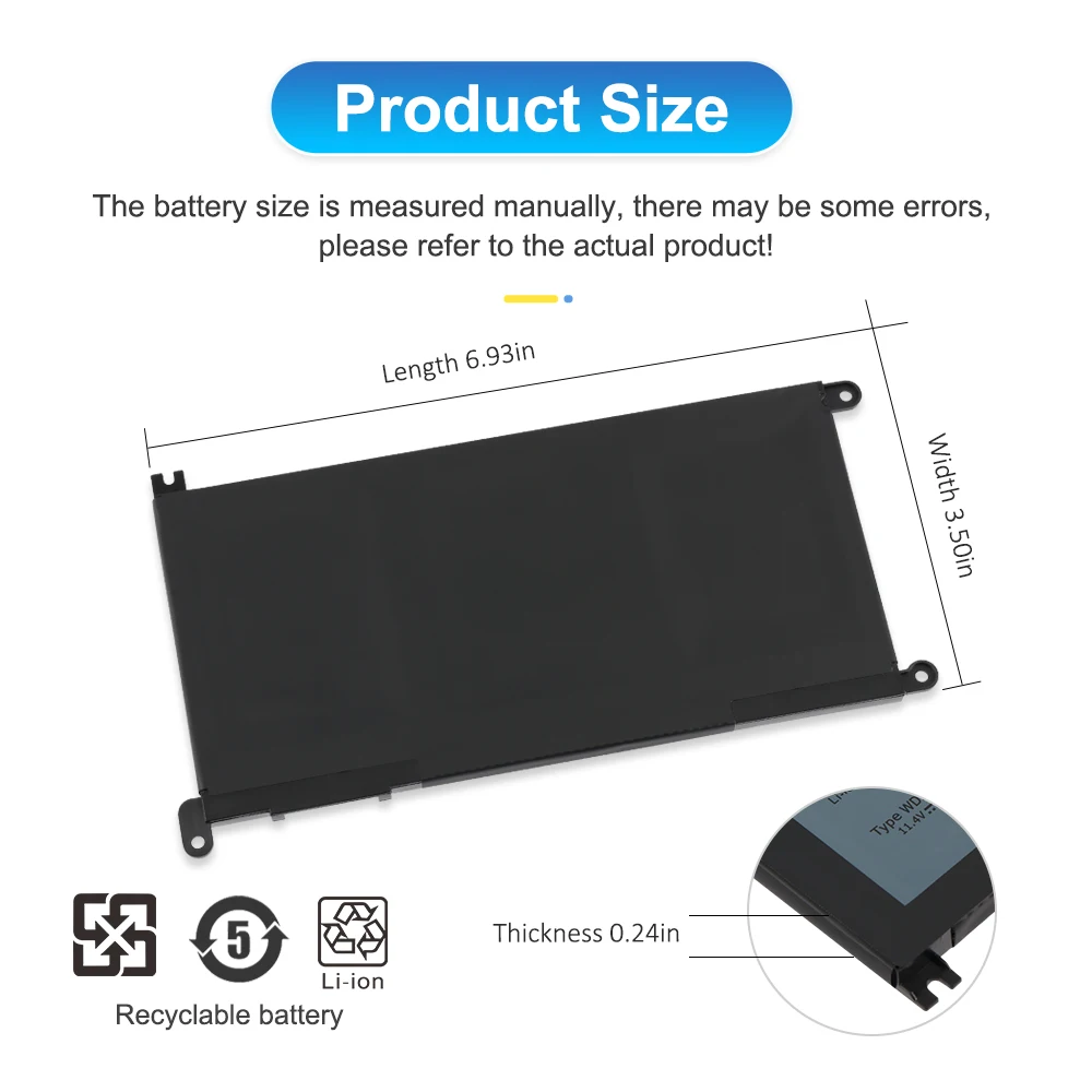 ETESBAY WDX0R WDXOR Laptop Batterij Voor DELL Inspiron 13 5368 5378 7368 14 7460 7472 5468 15 5538 5567 5568 7560 7570 P66F 3189