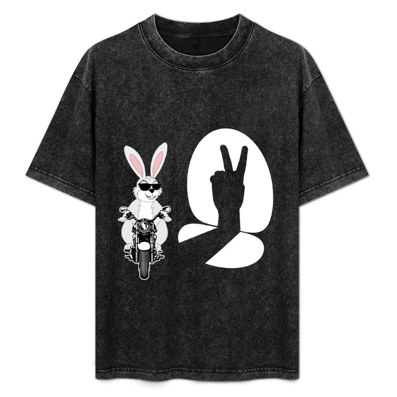 

Biker Rabbit Humor Funny Motorcycle Bunny Bike Comic T-Shirt Large Size Casual Tee Shirt