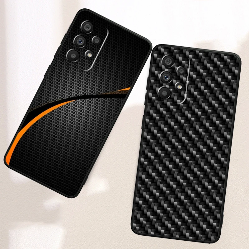 Carbon Fiber Art Luxury For Samsung Note 20 10 Ultra Plus A31 A14 A12 A70 A34 A25 A04 A05 A15 A24 5G Black Soft Phone Case