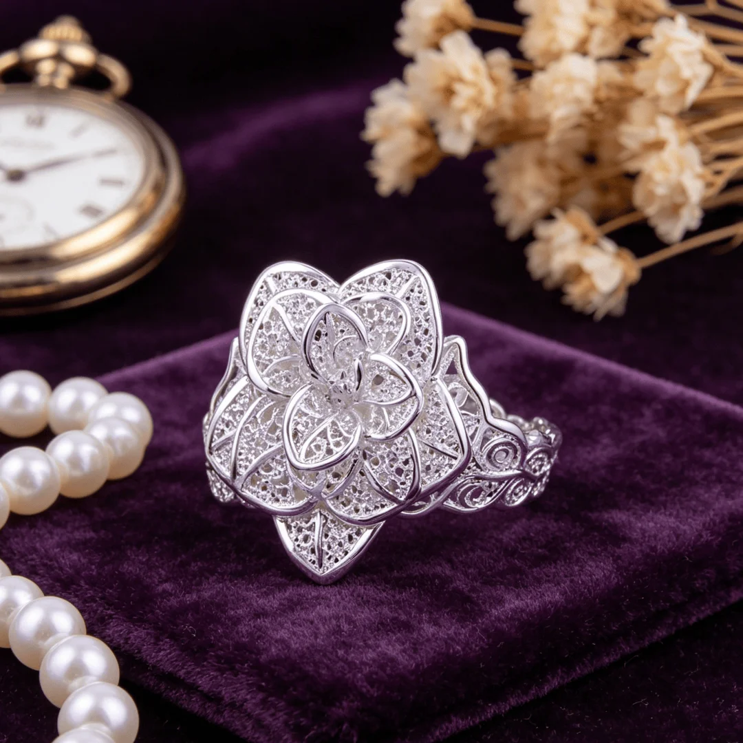 

Стильные украшения: кольца из серебра 925 пробы с великолепными крупными цветами для женщин, модные подарки на свадьбу, помолвку, Рождество.