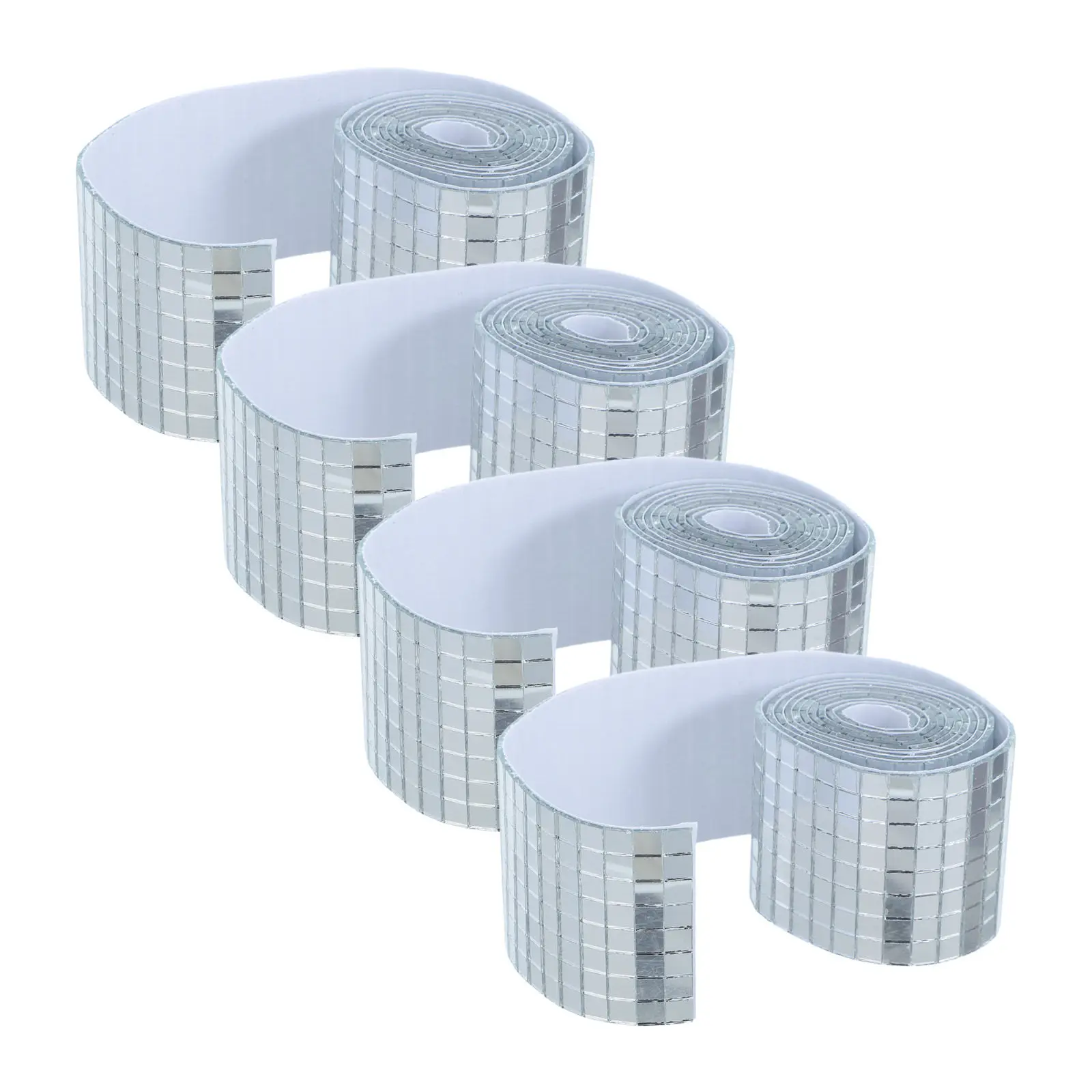 4 Rolls Self Adhesive Mosaic Mirror Tiles Silver Reflective Easy Peel Stick for DIY Disco Ball Home Decoration Craft Projects