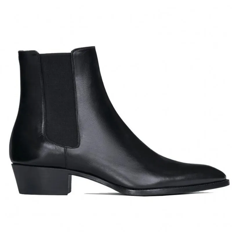 Męskie czarne ręcznie robione buty zachodnie buty zimowe buty jeździeckie ze skóry bydlęcej
