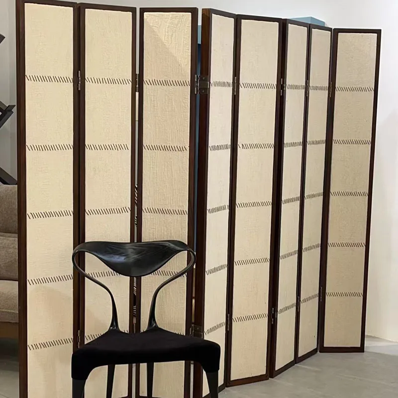 

Solid Wood Art Deco Movable Folding Screen Room Divider With Panels Minimalist Design For Home Office Hotel