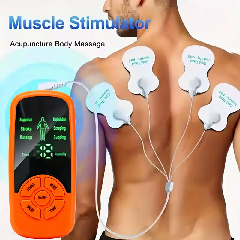 Ems-Tens-Massage Massager, 3-in-1 Nerve and Muscle Electrical Stimulation Device, Meridian Massage Equipment. Comes with 1 Main Unit + 6 Massage Pads. 6 Modes to Choose from + 15 Intensity Levels. A Multifunctional Massager Suitable for Massaging the Back, Neck, and Abdomen. It Is the Best Choice for Office Workers to Massage Their Bodies When They Feel Discomfort, for Athletes to Relax Muscle Tension, and for the Elderly to Take Care of Their Bodies.