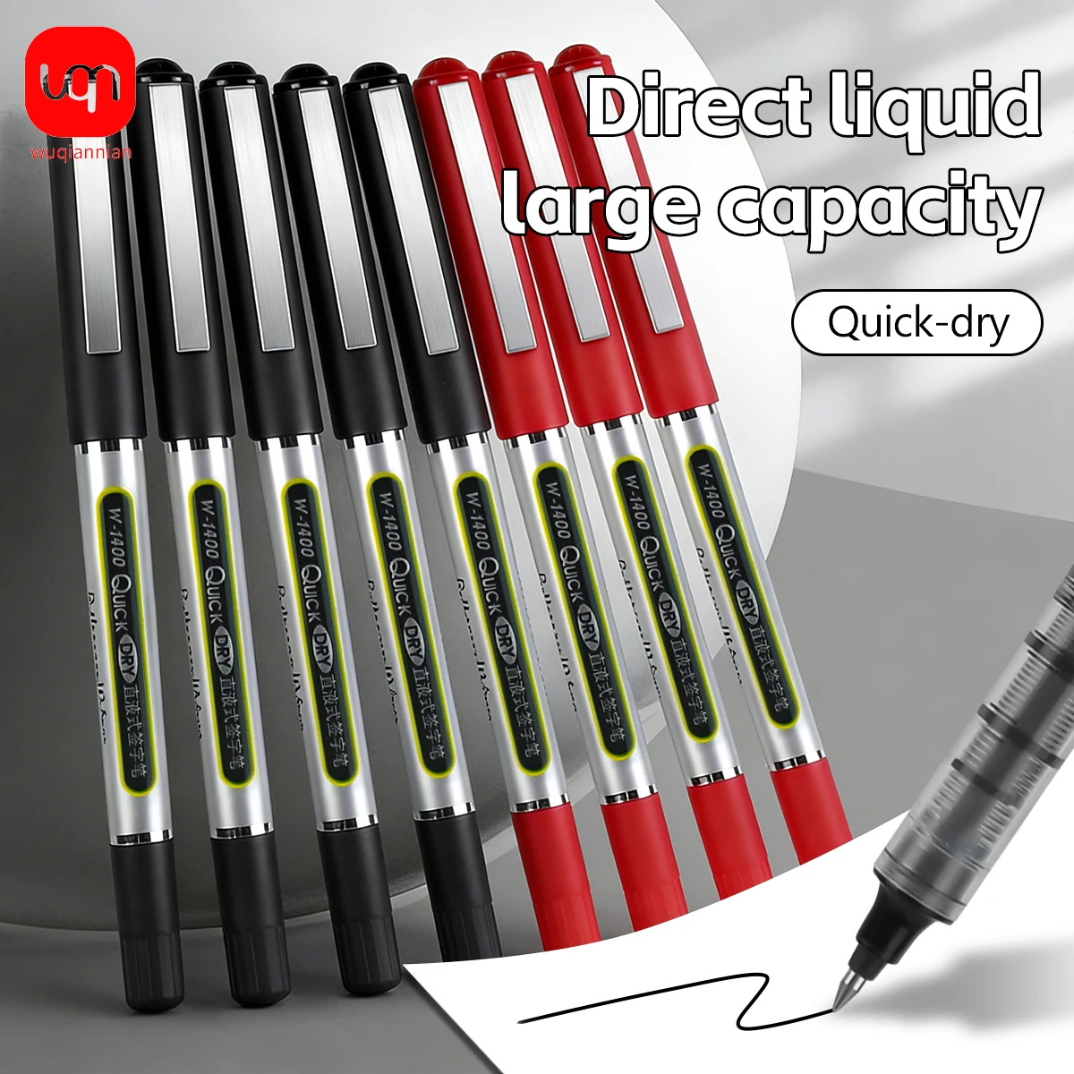 Direct Liquid Rollerball Pen Quick Dry 0.5mm Large Capacity Straight Liquid Signature Pen Black Red Ink Office School Stationery