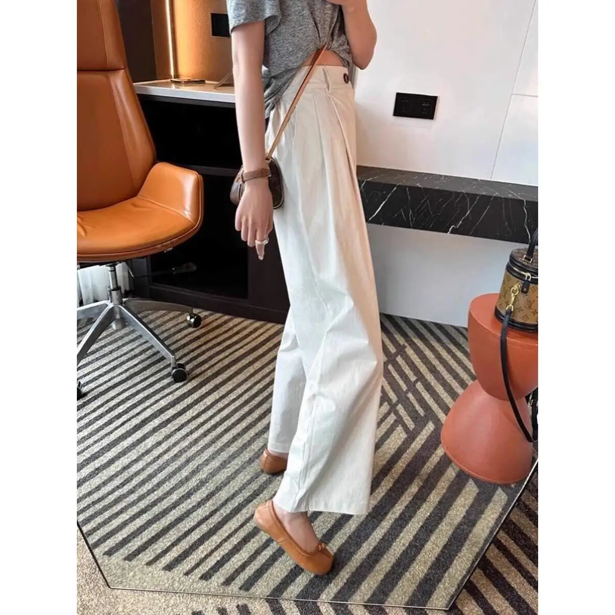 Japanese Style High Waist Straight Leg Casual Pants Women's Spring Summer New Fashion Small Pear Shape Hip Covering Slimming ...