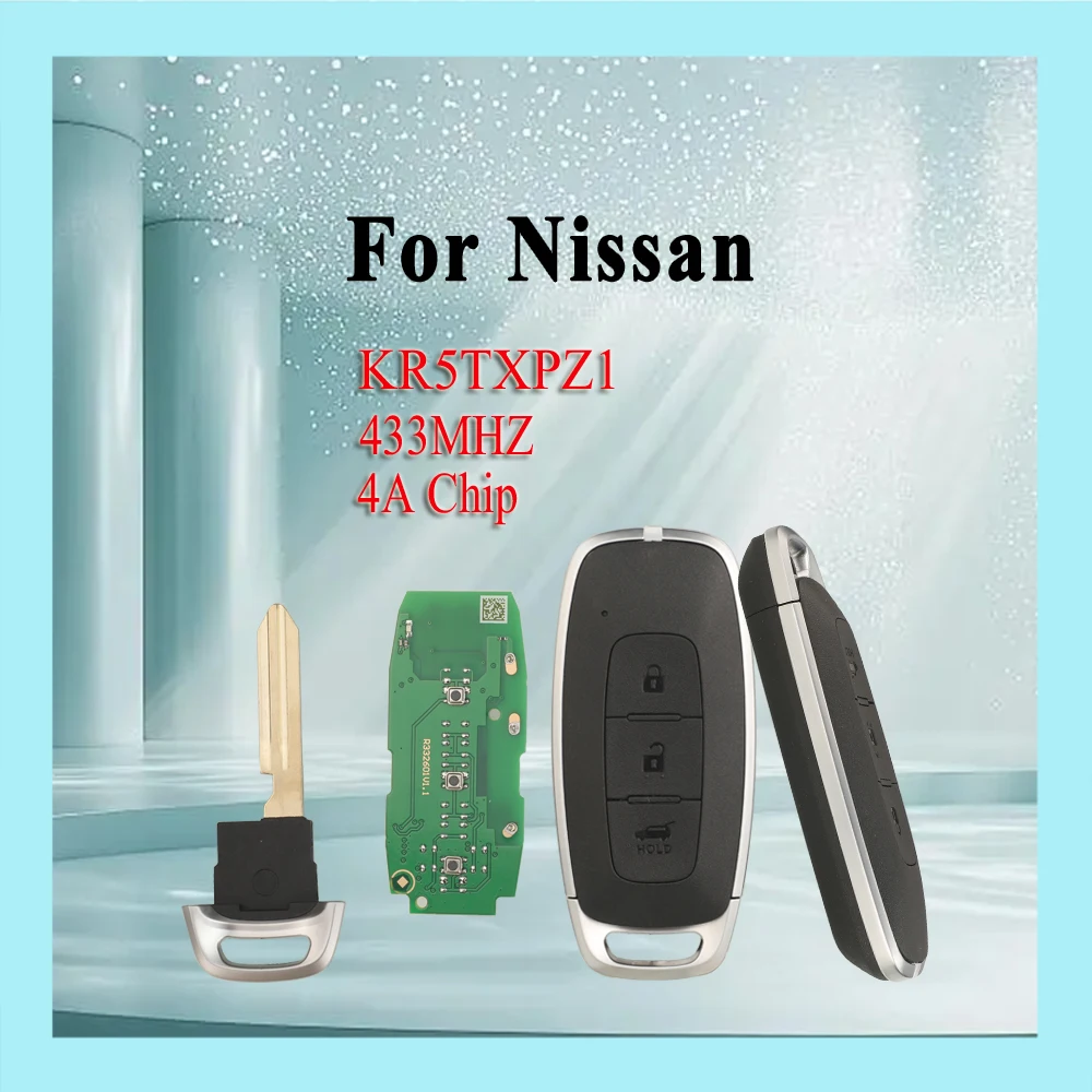 jingyuqin 3Buttons Smart card Remote Car Key Fob 433MHZ ID4A Chip For Nissan Fccid:KR5TXPZ1 The new product launches the car key